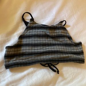 black striped high neck sports bra (very light support)